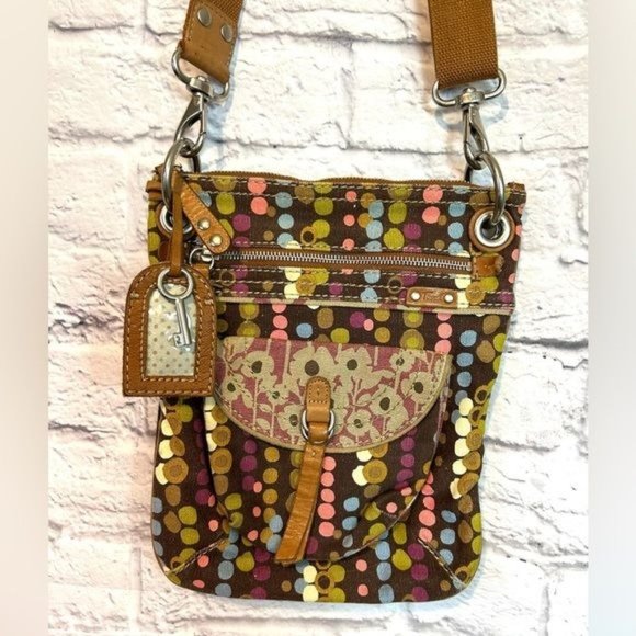 Fossil Bags Fossil Canvas And Leather Trim Dots And Floral